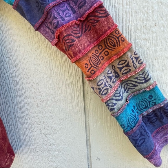 Greater Good Network Sweatshirt Womens XXL Sunshine Zip Hoodie Patchwork BOHO - Picture 5 of 16